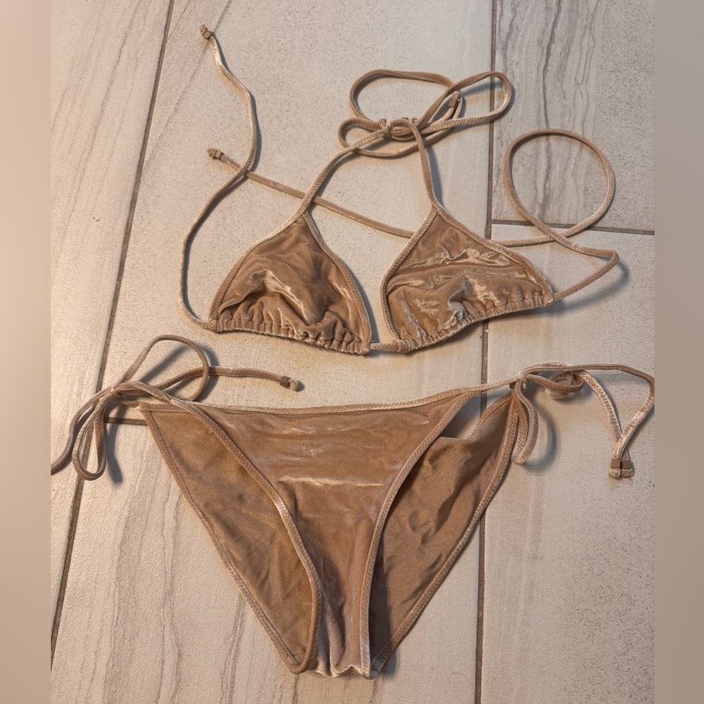 Triangl Swimwear Velvet Gold Tan Bikini